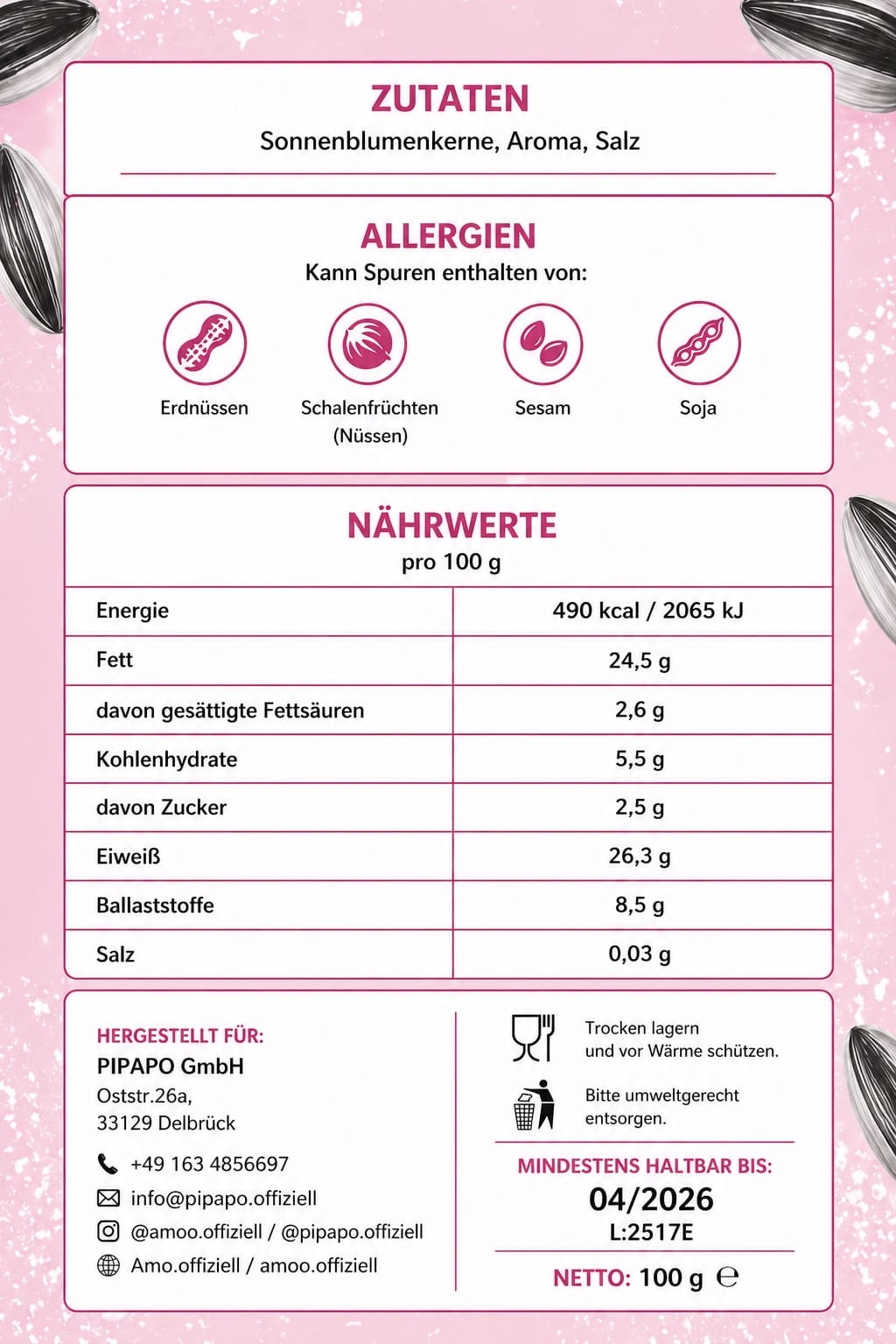 Pipapo Sonnenblumenkerne mit Sweet Popcorn Geschmack